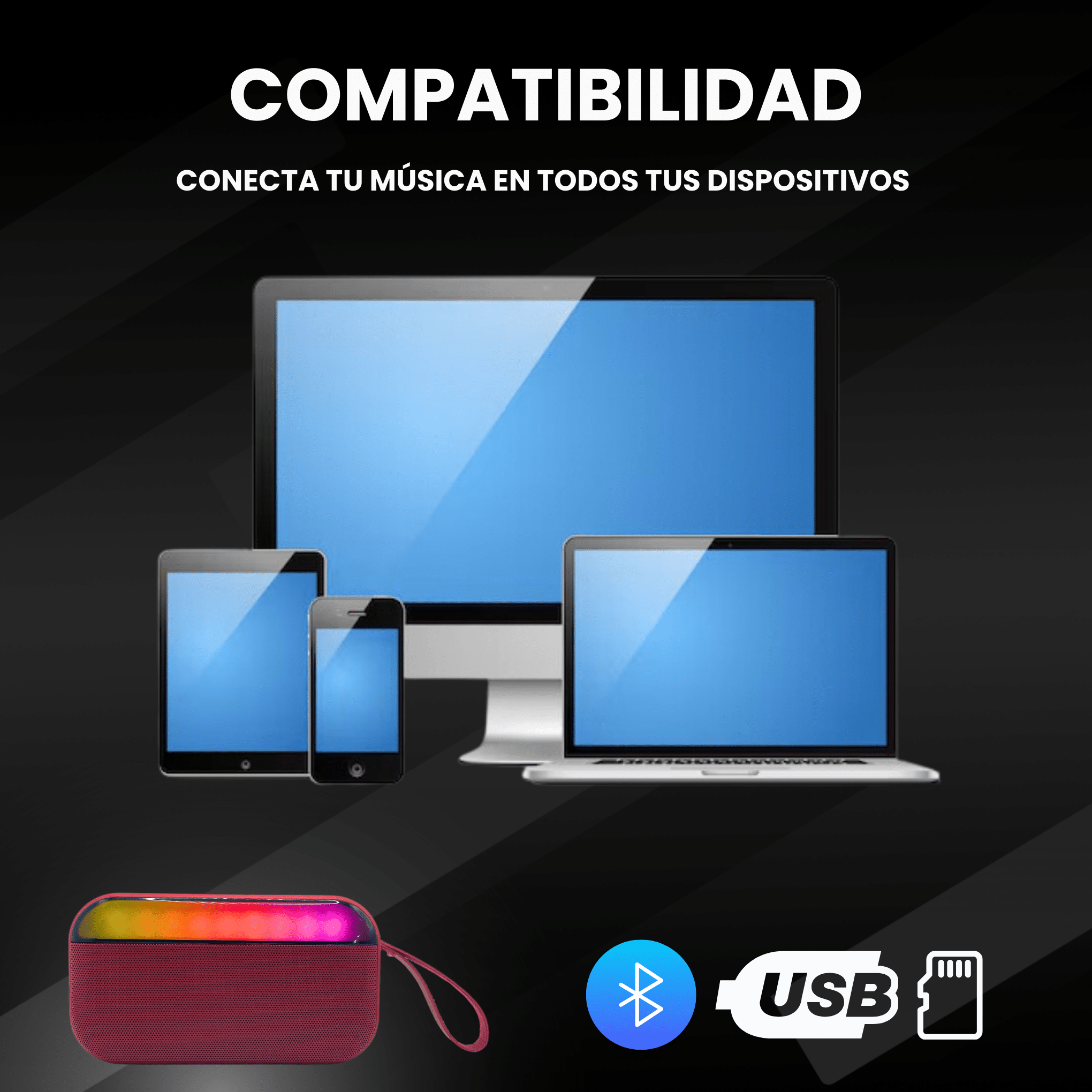 BOCINA BT/FM/USB/SD CYBERSHOP ROJA - Imagen 4